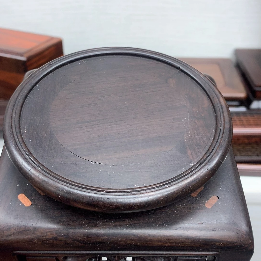 藤类紫光檀9公分天圆地方底座