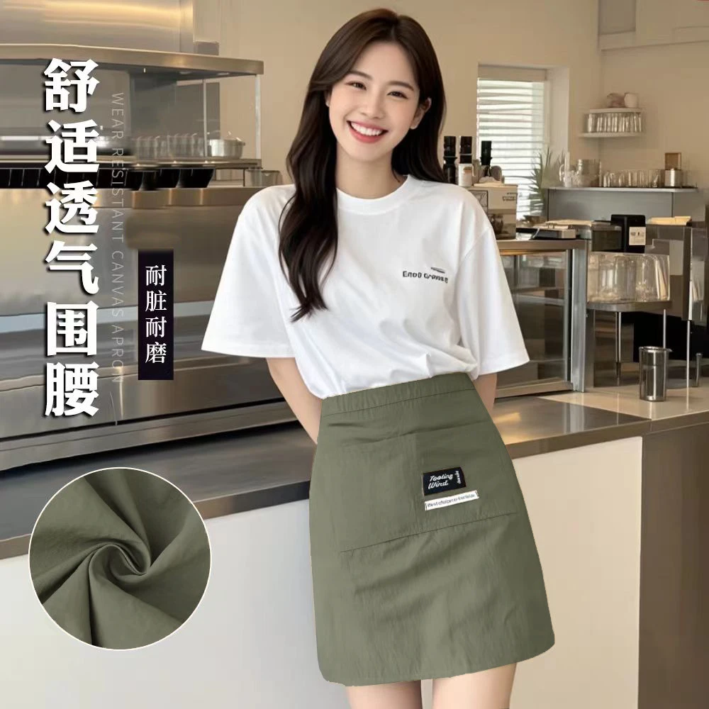 夏季时尚新款半身围裙半截透气防泼水围腰餐饮专用工作服半身裙JY