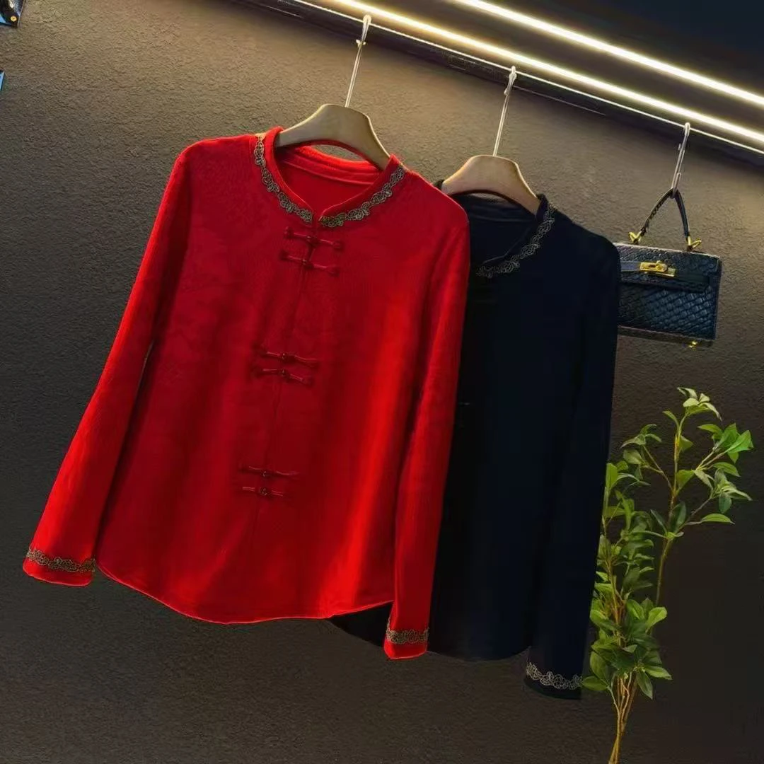 新款大码2025冬季保暖中式国风显瘦上衣新中式/33522秋冬长袖网红