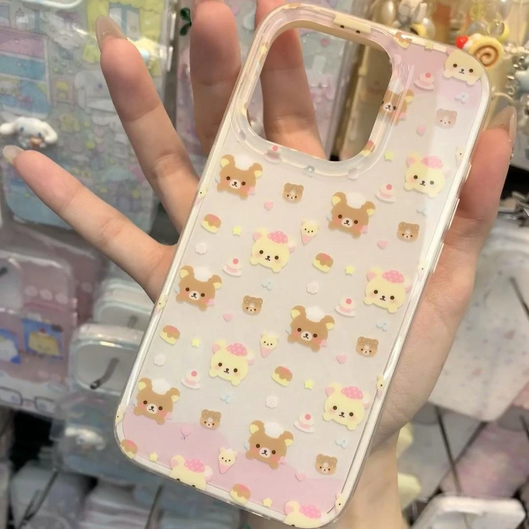 IMD轻松熊蛋糕适用iphone16苹果15果冻手机壳小米OPPOVIVO荣耀