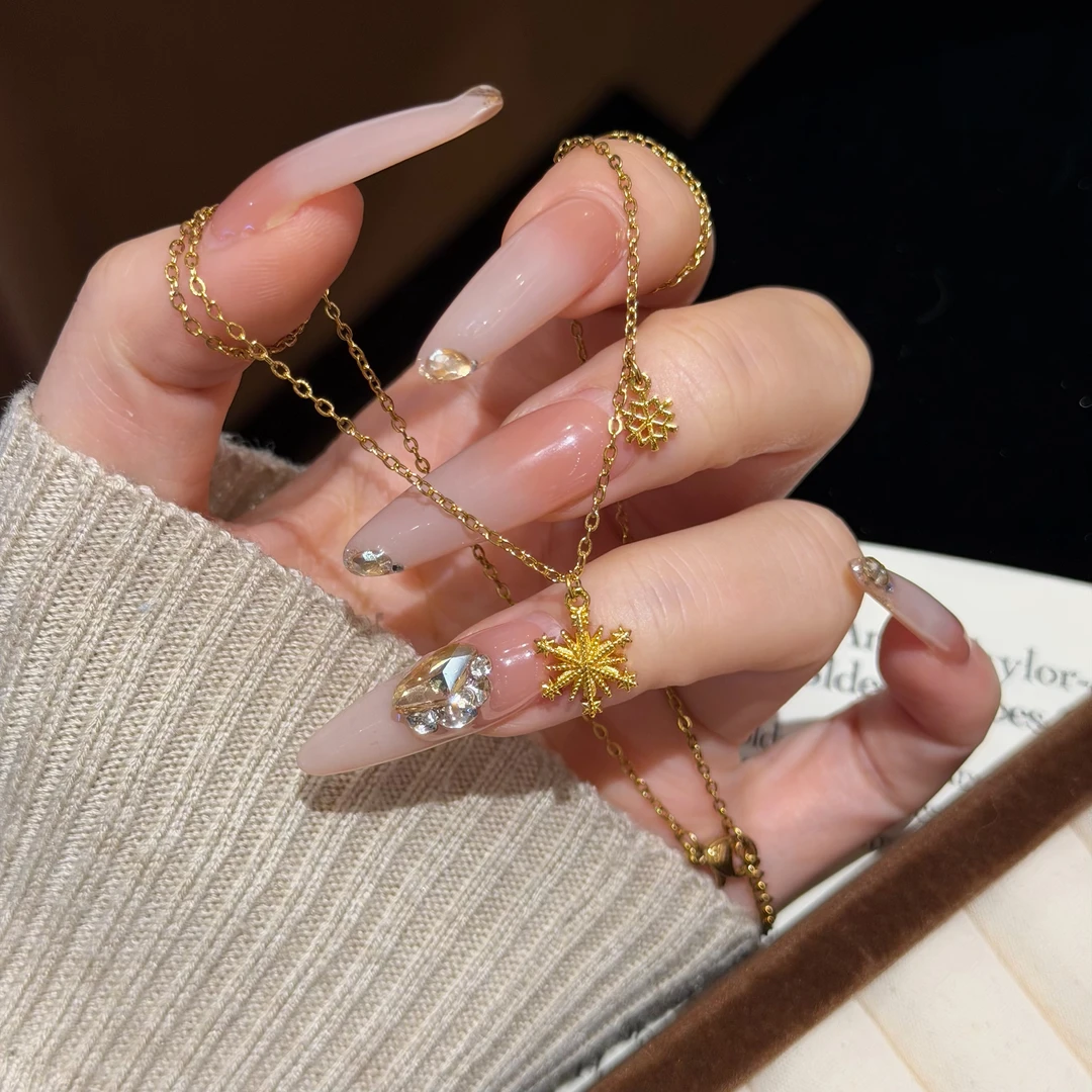 依弗 钛钢项链 金色雪花项链简约ins气质轻奢小众设计感新款项链