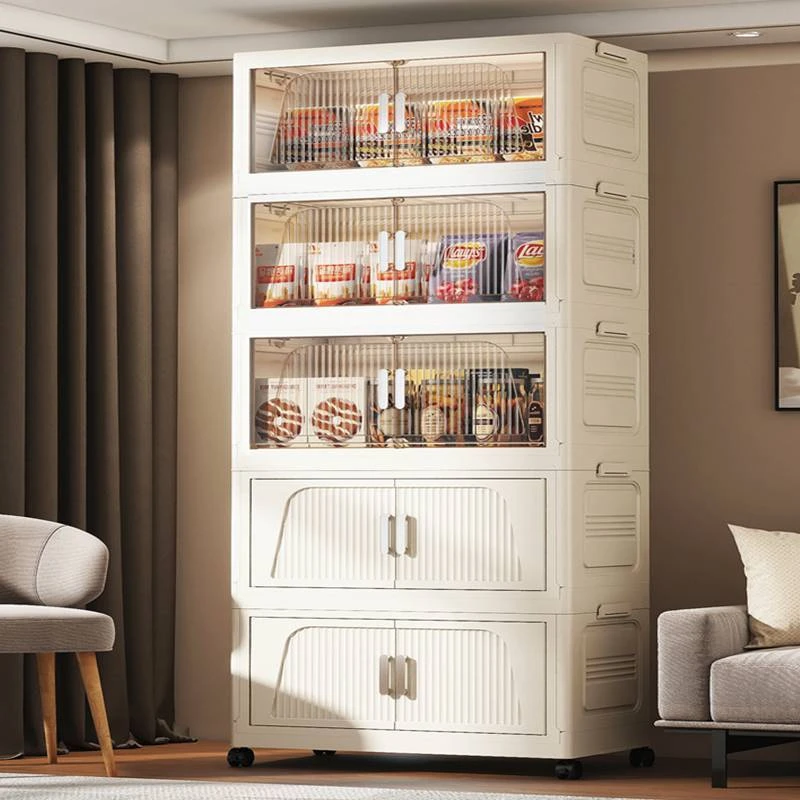 70CM免安装折叠收纳柜子多层储物柜家用客厅零食柜玩具衣物收纳箱