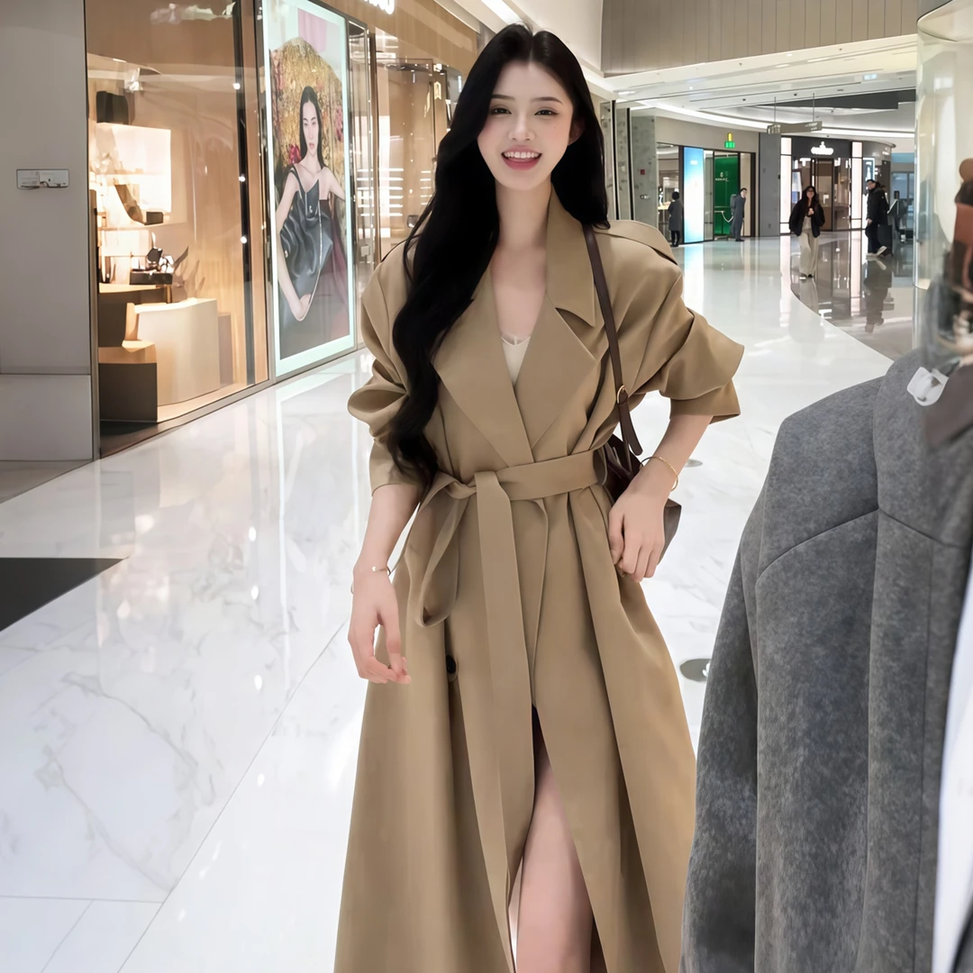 法式英伦风卡其色风衣外套女秋冬2025新款韩系高级设计氛围感大衣