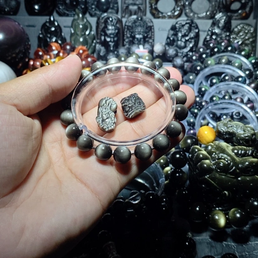 【闪购商品】黑曜岩手链未镶嵌?***城