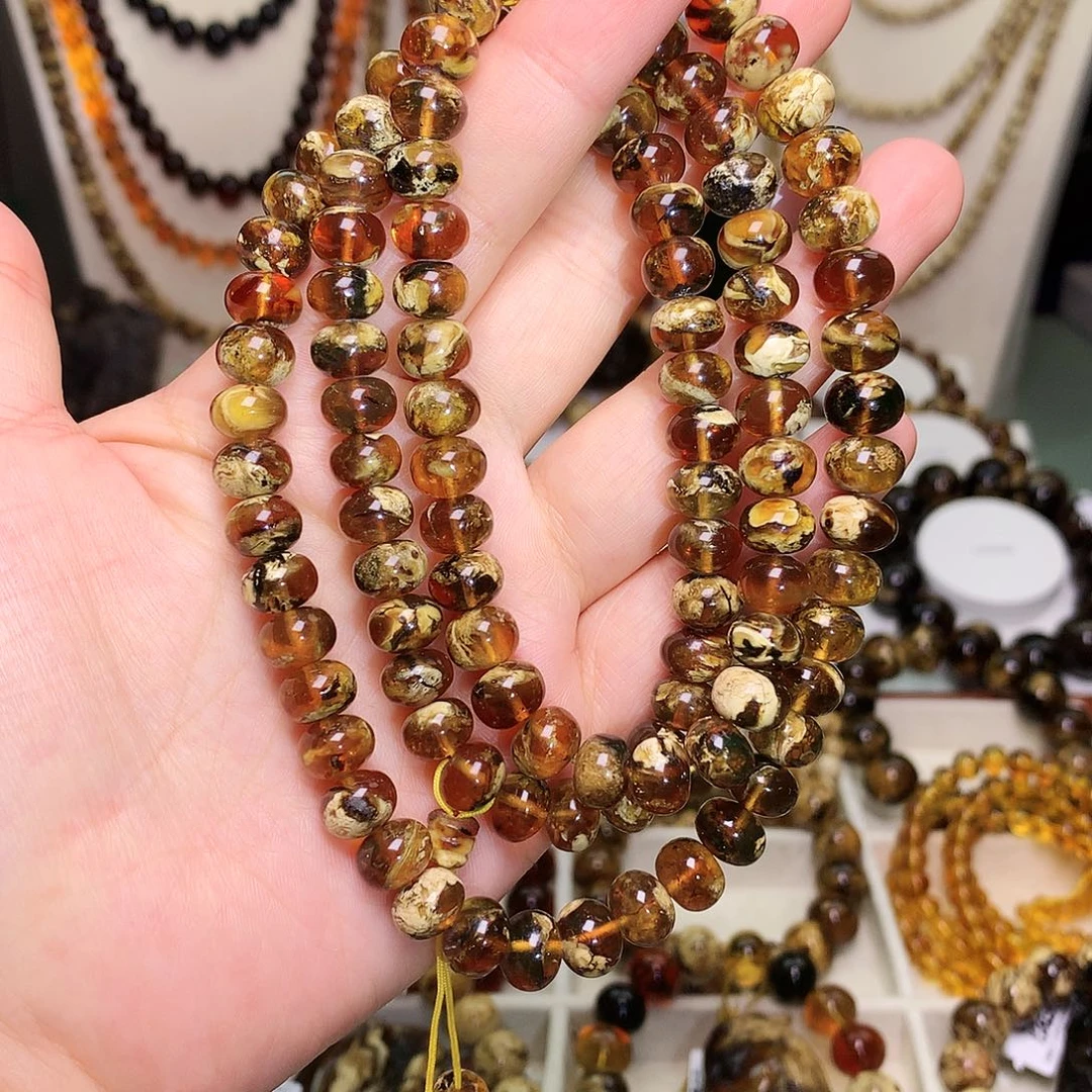 琥珀未镶嵌裸石9/瓷白溶洞花108