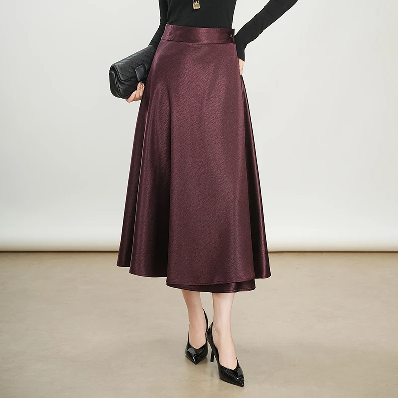 一片式半身裙女2025秋季新款设计感高腰遮胯垂感中长款气质a字裙