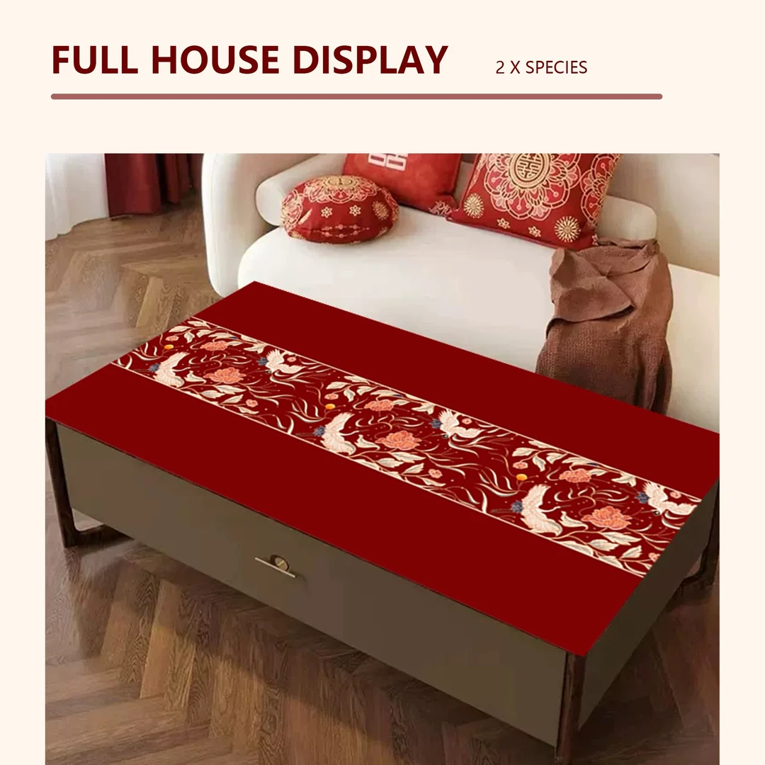 婚礼喜庆茶几垫皮革硅胶桌垫防水防油桌布红色结婚装饰垫子台布垫