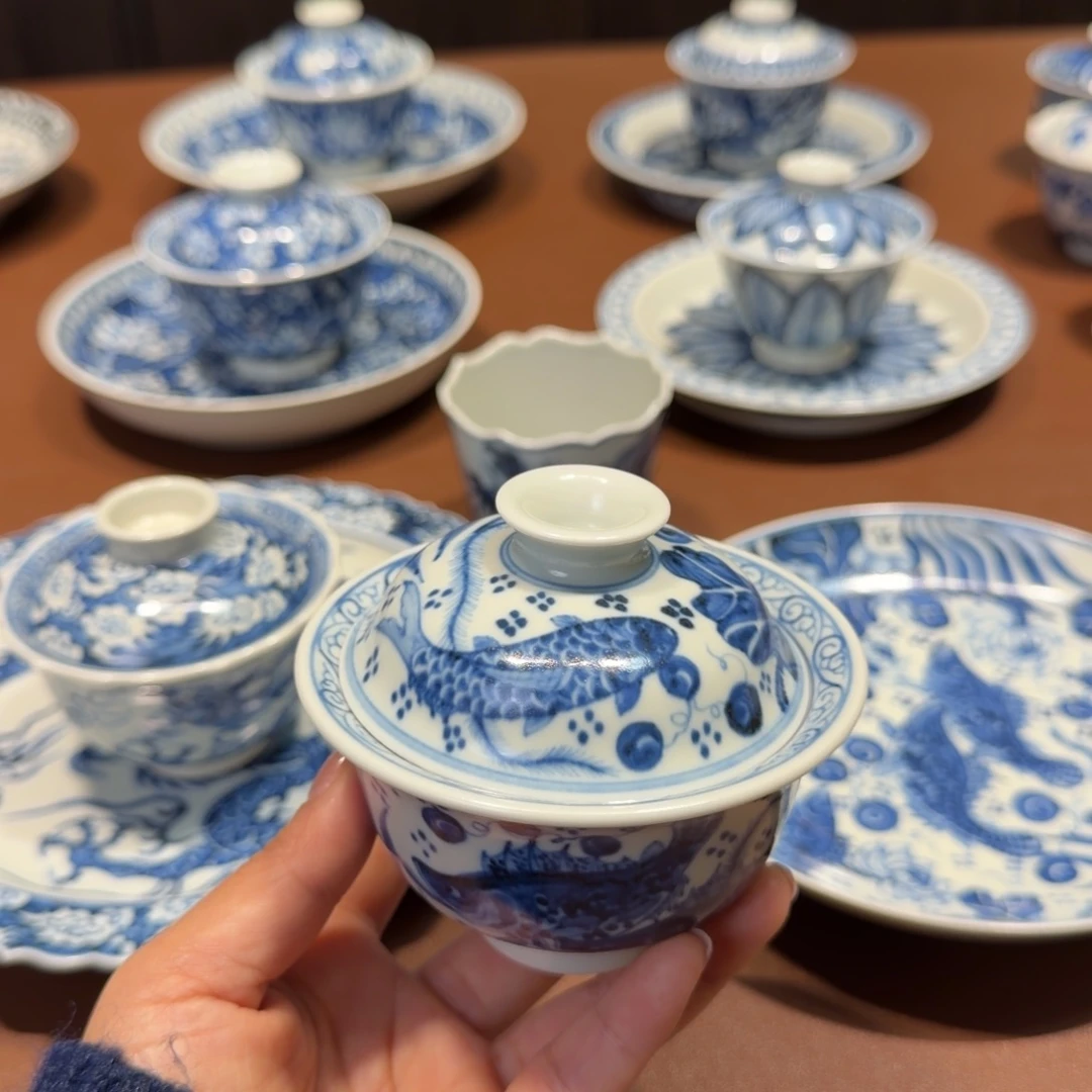 手工手绘茶具盖碗