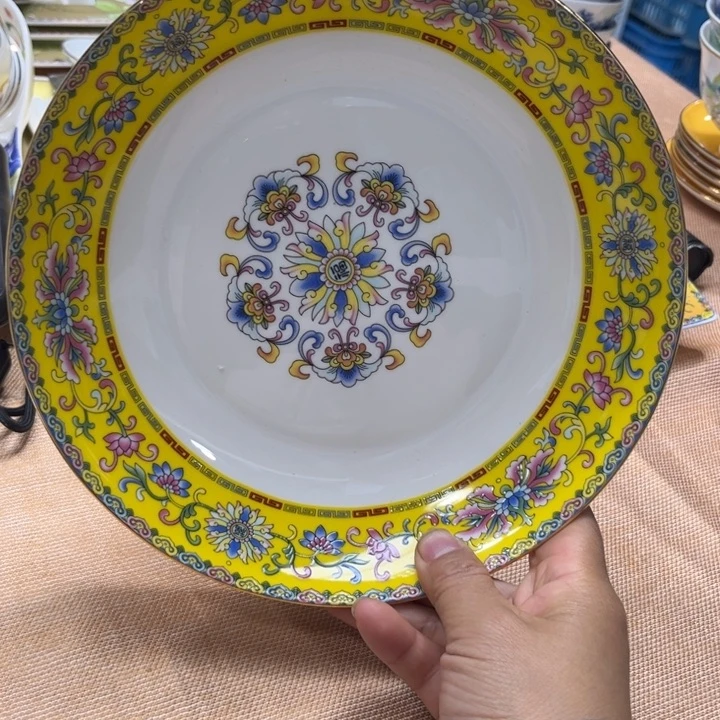 瓷片珐琅彩八寸深盘四个