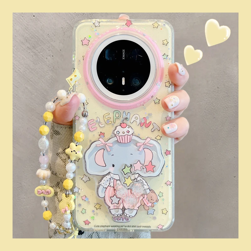 适用华为mate70pro+手机壳星星可爱mate60pro+立体大象摇摇乐支架