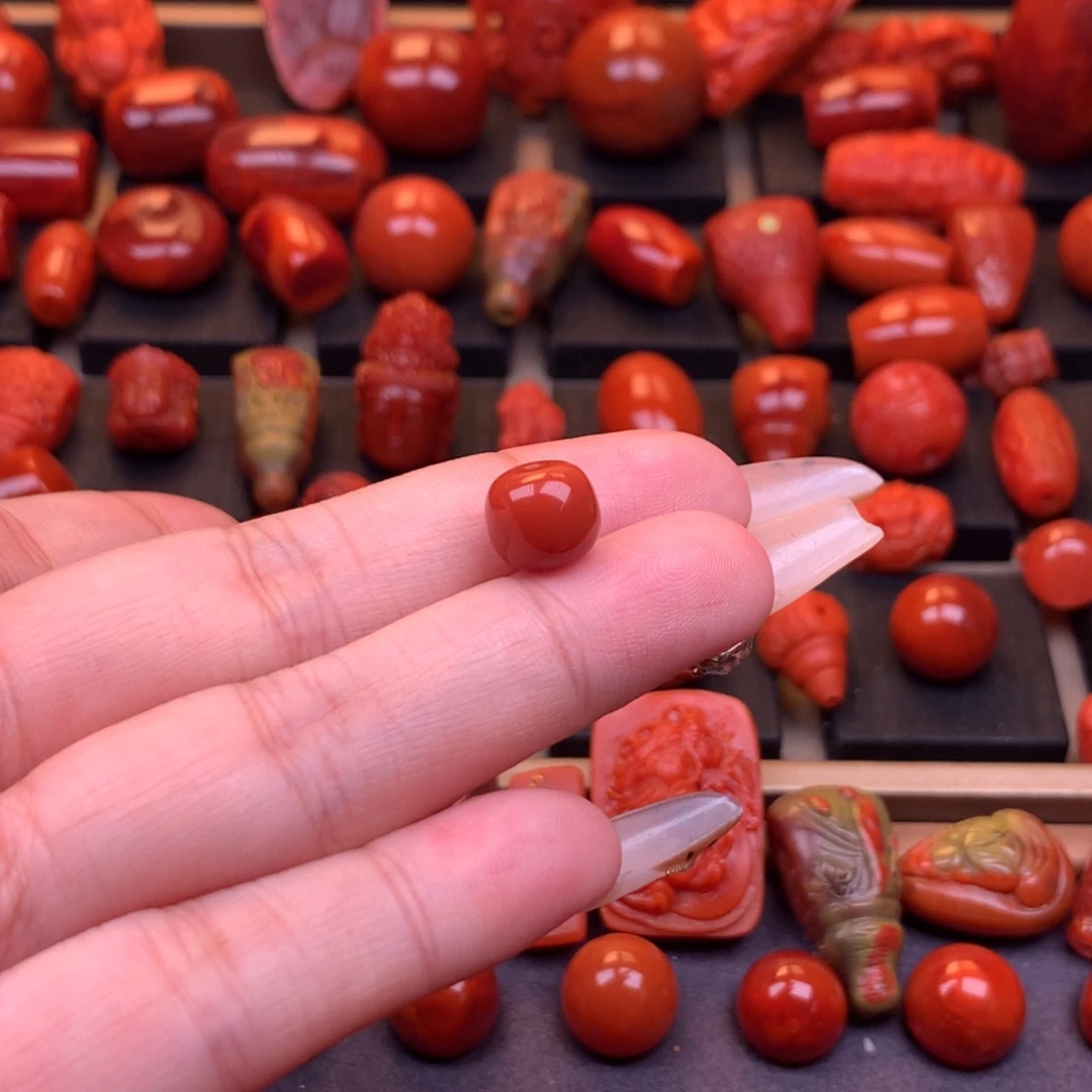 南红玛瑙未镶嵌原矿老型单珠9.5mm