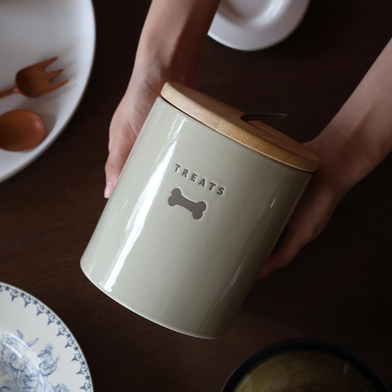 【瑕疵】骨头图案木盖储物罐 13.5×16.7cm 1800ml