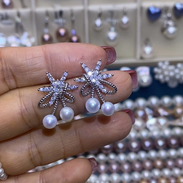 淡水珍珠珠宝首饰银S925镶嵌