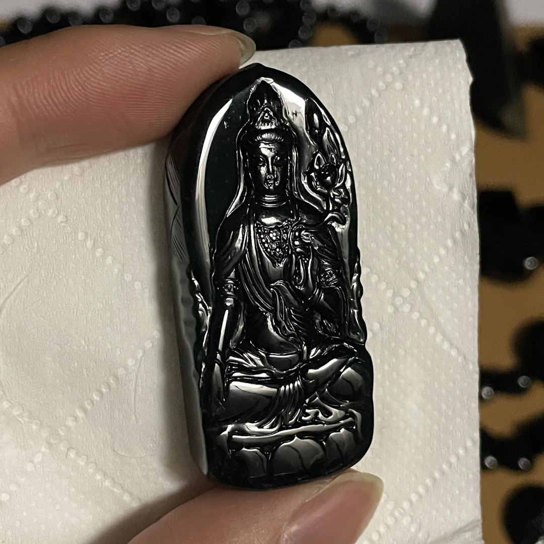 天然翡翠a货 持莲观音玉坠h