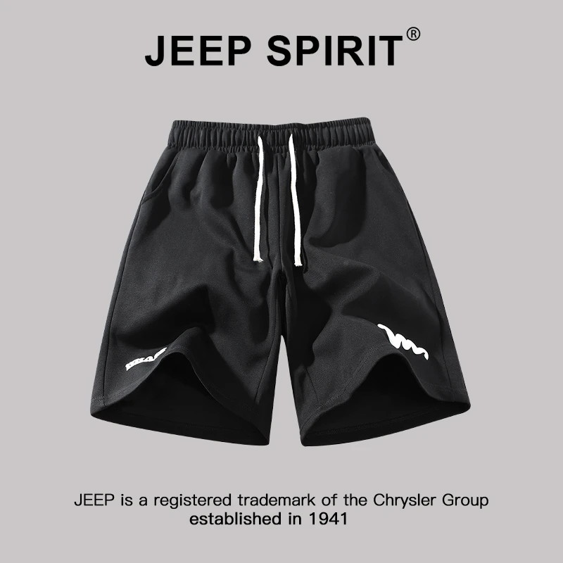 JEEPSPIRIT吉普美式运动短裤男款夏季潮牌沙滩裤子宽松休闲五分裤