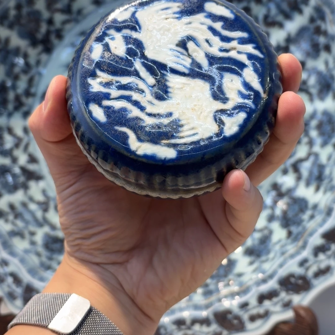 痴***梦摆件瓷器工艺品摆件霁蓝