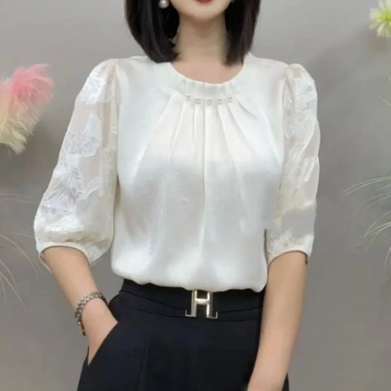 【柜柜同款】YLY8910春夏上新时尚百搭五粒珠子小衫气质显瘦五分袖