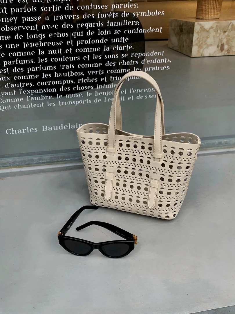 BIG WHITE REMADE进口真皮高质感菜篮子镂空单肩手提包包DHSH112