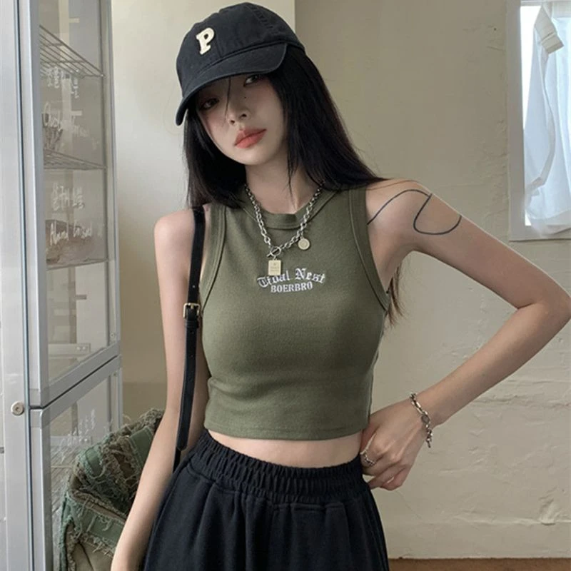 美式甜辣妹工字内搭小吊带美背背心女夏季短款外穿无袖爵士舞上衣