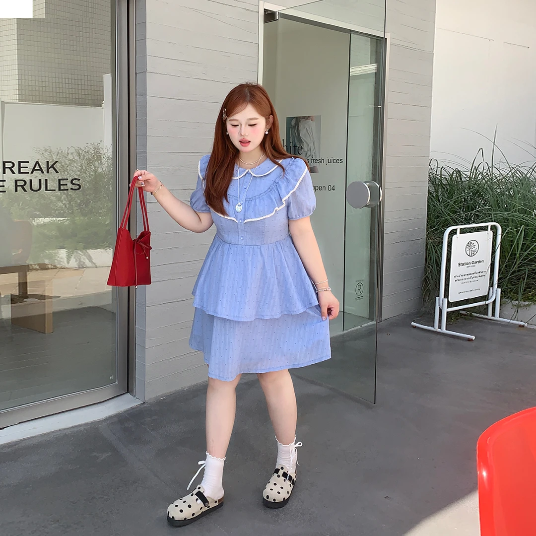 85徐达布【天卢瓦尔】大码连衣裙女新款夏季蓝色连身裙L35744C52