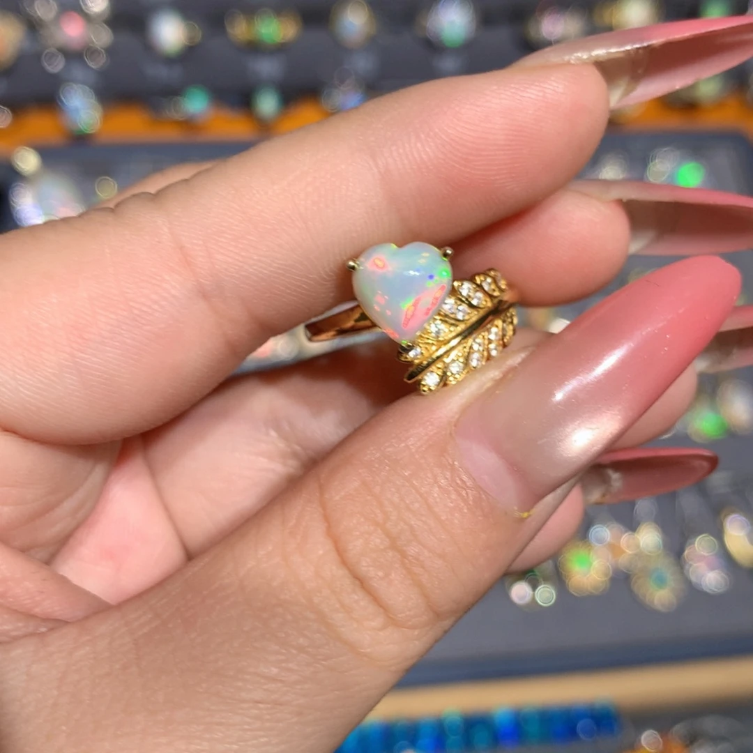 银S925镶嵌欧泊欧泊戒指l