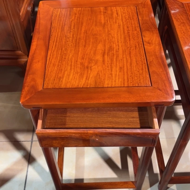 汤***圆紫檀木类书架缅花茶几