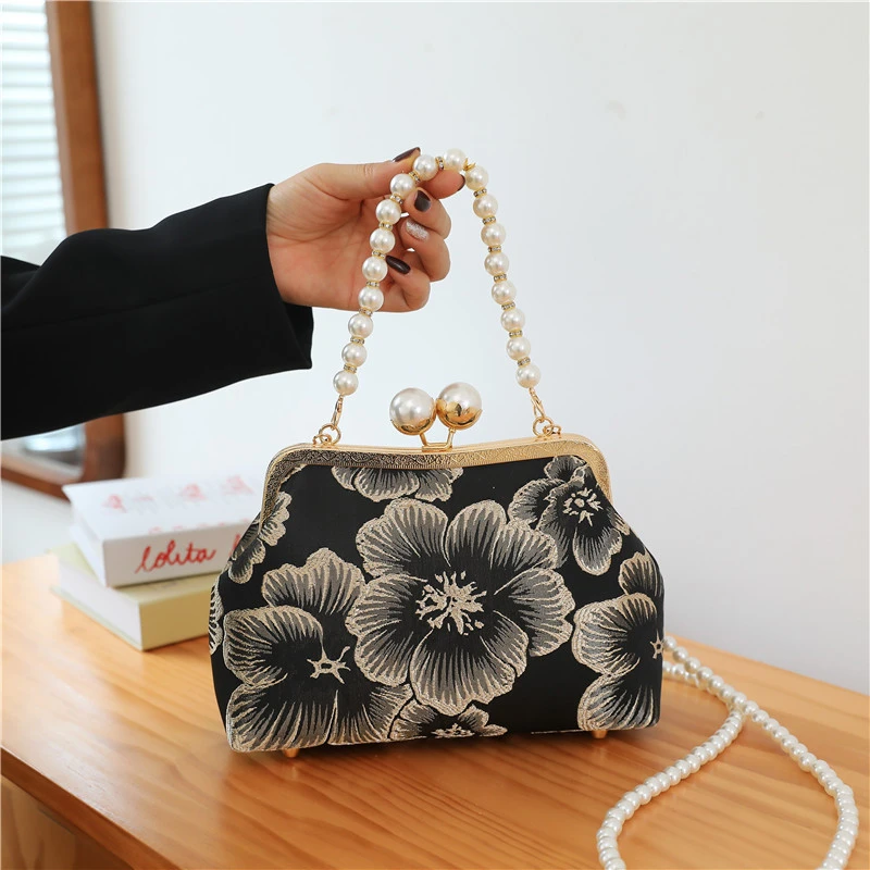 【浮雕大花】女包手提包单肩包斜挎包跨境女包国风夹口包旗袍包2083