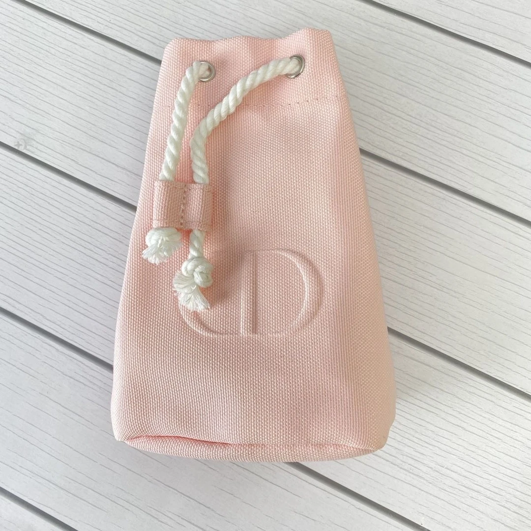 【小迪】无盒k26帆布抽绳化妆包粉色 收纳袋 抽绳水桶包 便携手袋