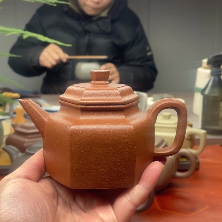 紫砂茶壶原矿无添加手磨料小红泥六方德中