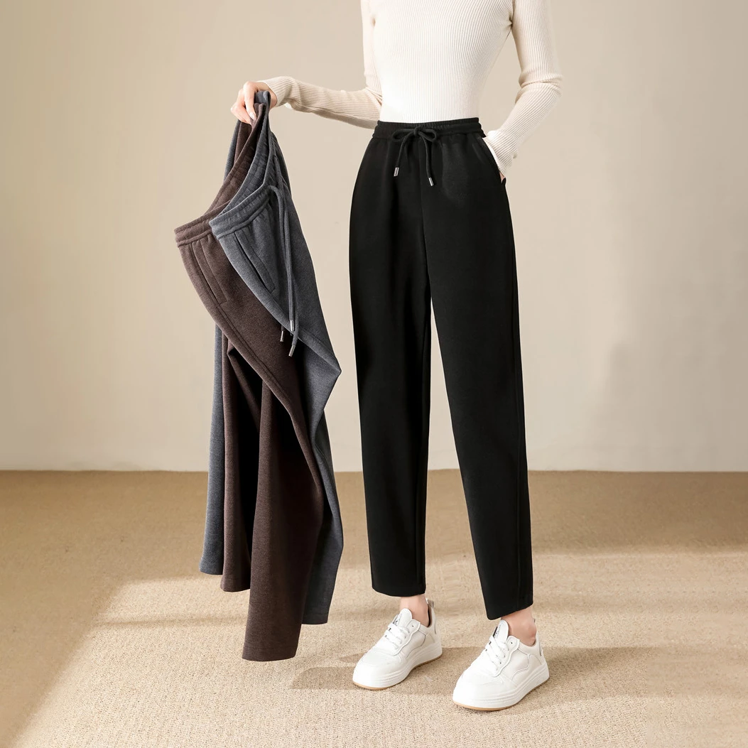 哈伦抽绳松紧羊毛休闲裤  K766