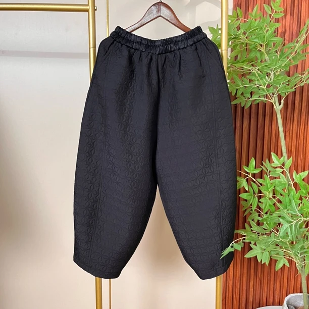 【佳佳】292原创新款提花裤子花包裤加厚百搭舒适休闲秋冬复古宽松
