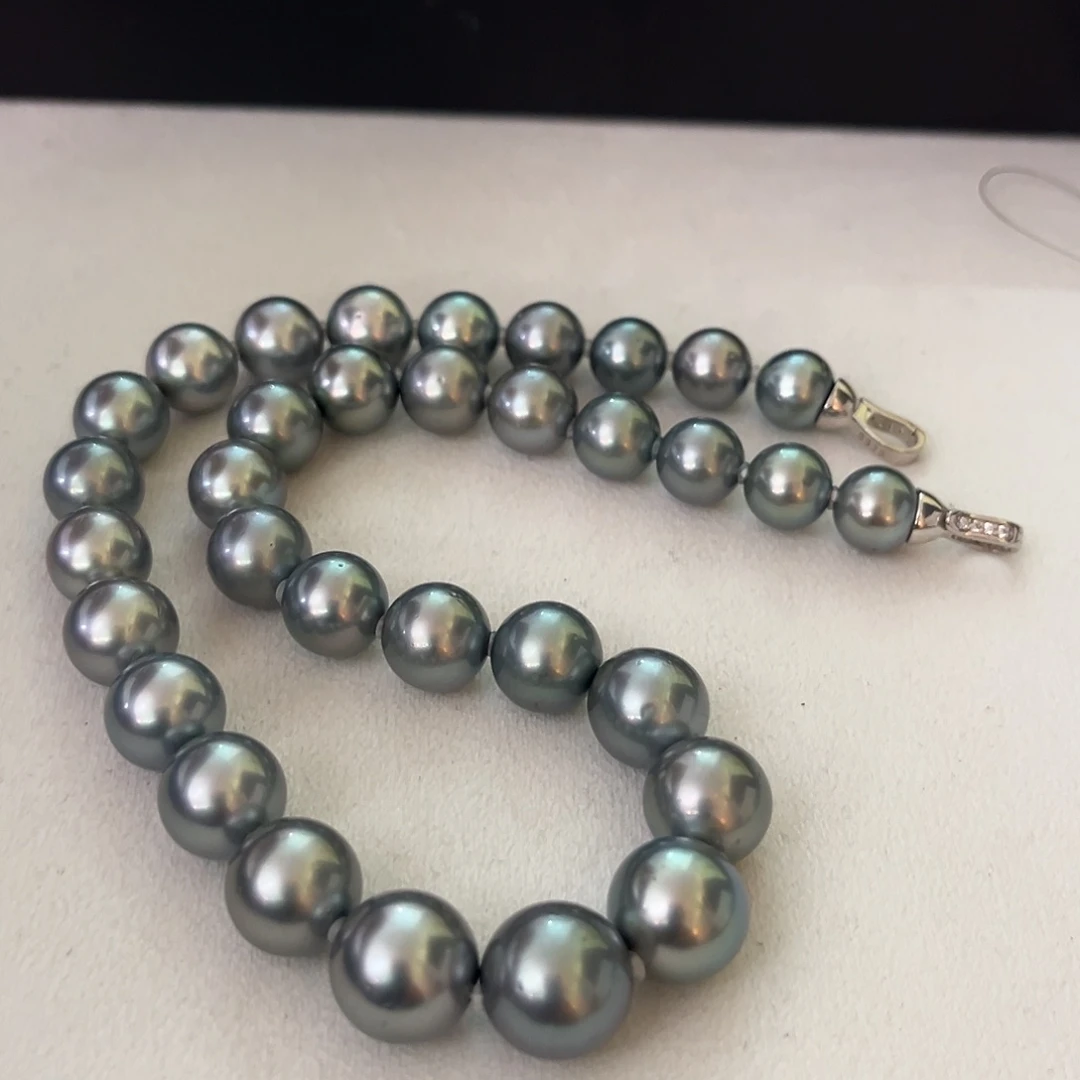 银S925镶嵌颈饰海水珍珠铂金灰11-4.5