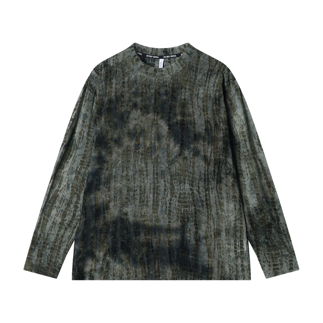 早春新款时尚个性撞色立体圆领长袖T恤男女同款百搭简约套头T2207