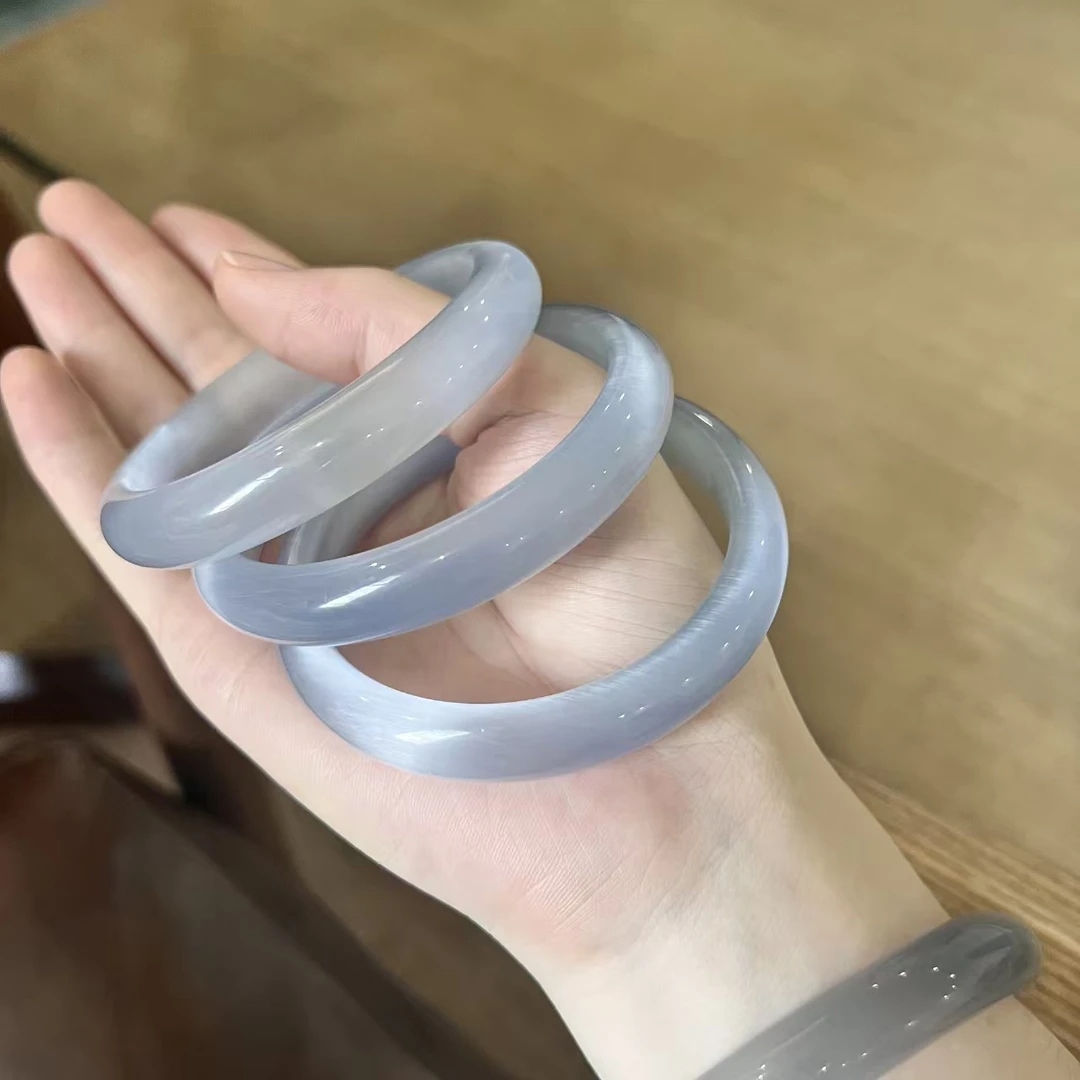 白月光冰冰蓝拉丝冰透猫Y手镯精美美人镯ins