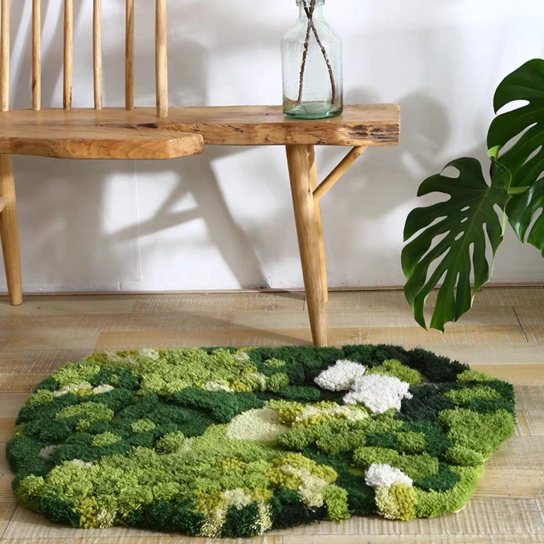 苔藓森林60×80cm地毯适用于客厅浴室卫生间卧室床边飘窗地垫