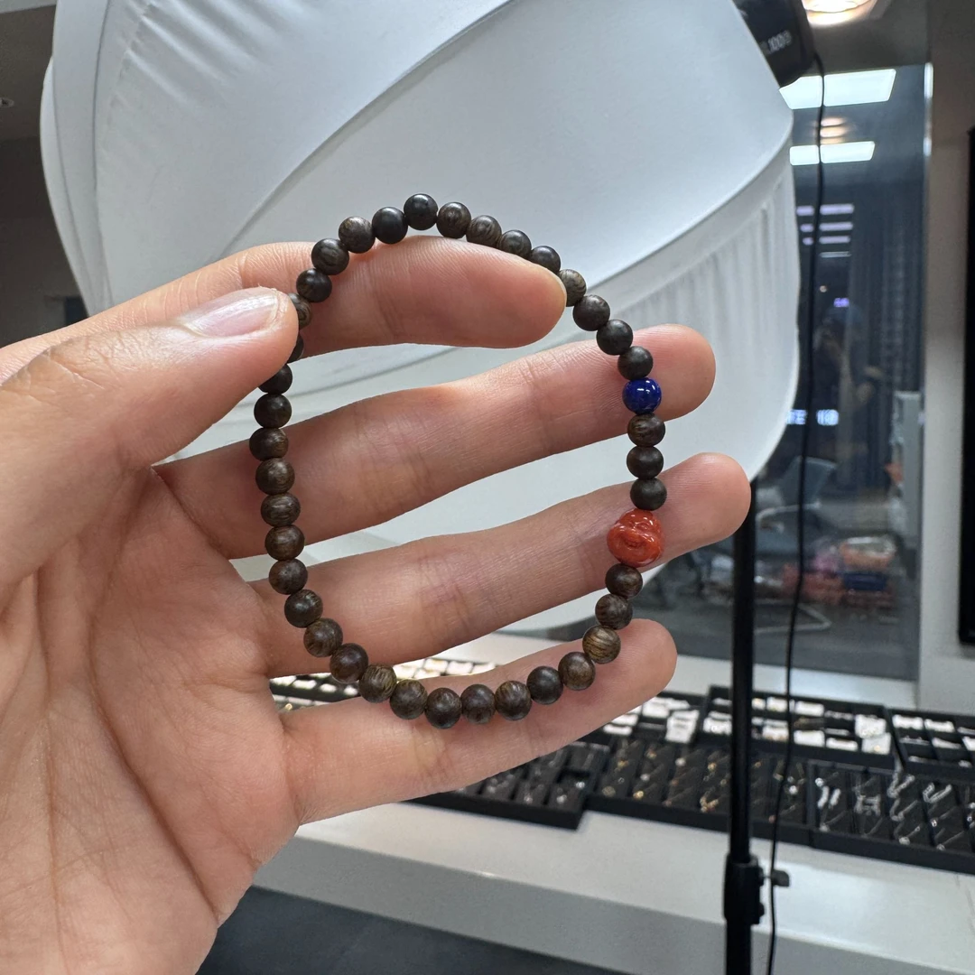 非金属木质手链 简约百搭小青搭配小南弥勒佛香香木手串