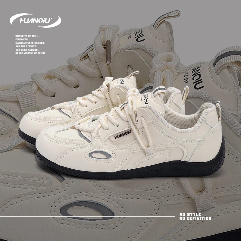 HUANQIU/环球轻奢德训鞋女2025新款隐形内增高赛车鞋学生轻便板鞋