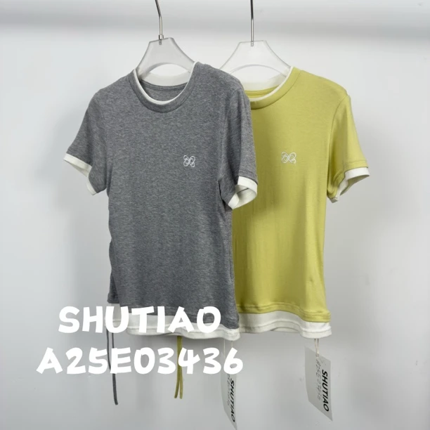 【SHUTIAO】2025夏季：新款小众设计款T恤A25E03436