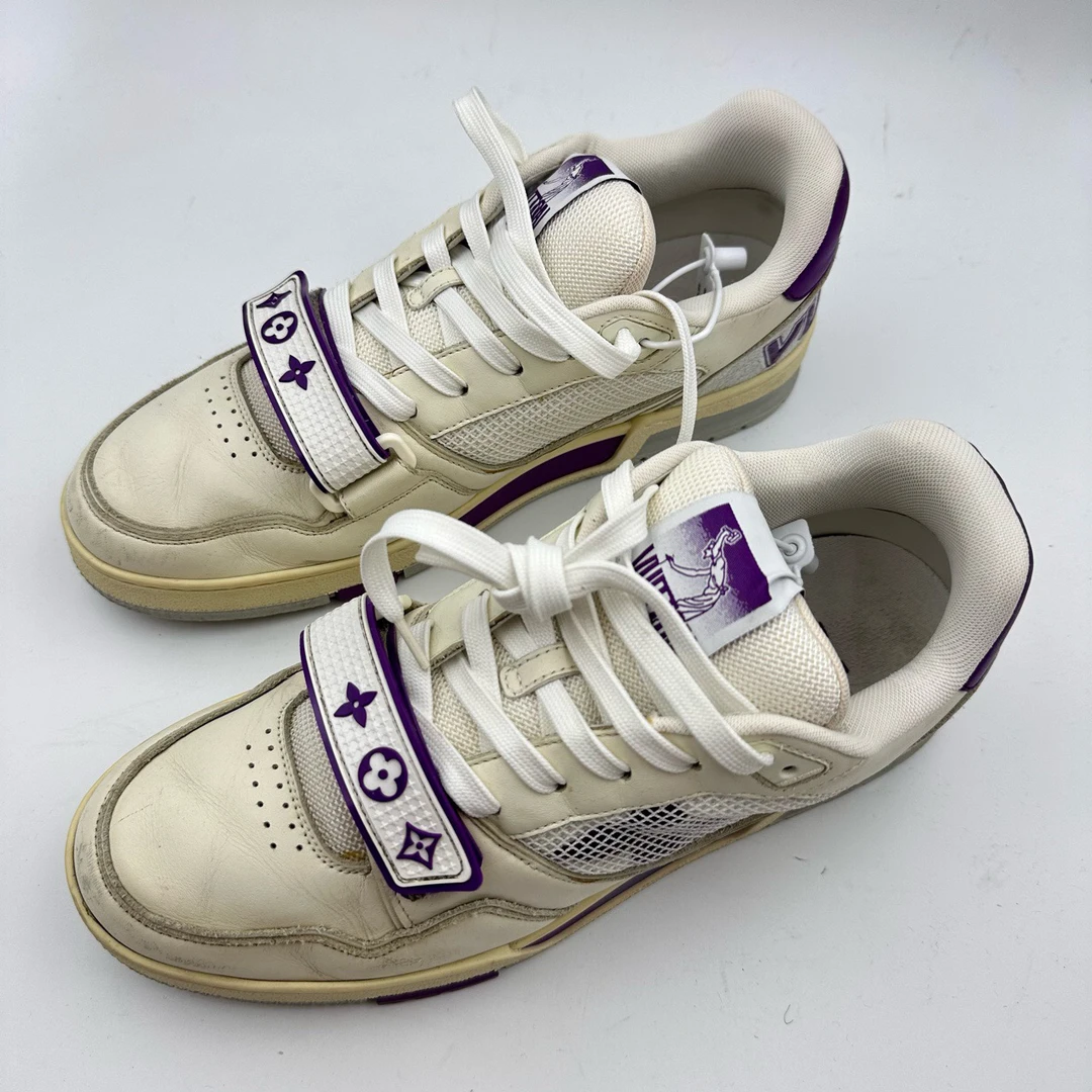 95新 LouisVuitton/路易威登 42码/lv trainer路易威登白紫魔术贴