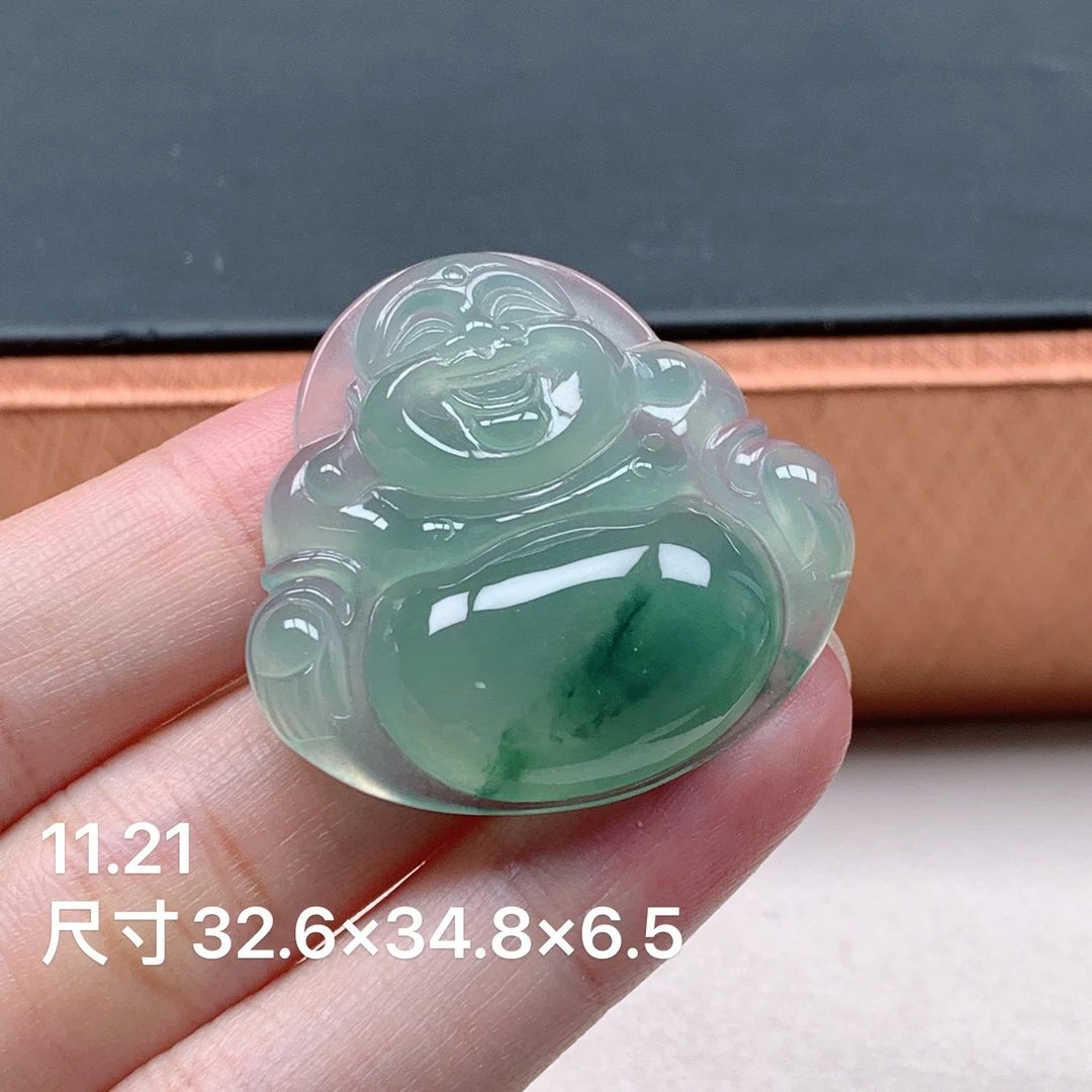 缅甸天然A货翡翠，冰种飘花平安扣挂件，好看百搭精美时尚