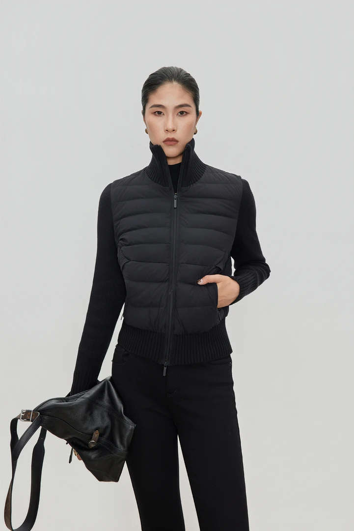 ZHENXI【初雪北海道】高个子加长冬季针织拼接立领鹅绒服25QDLL0674