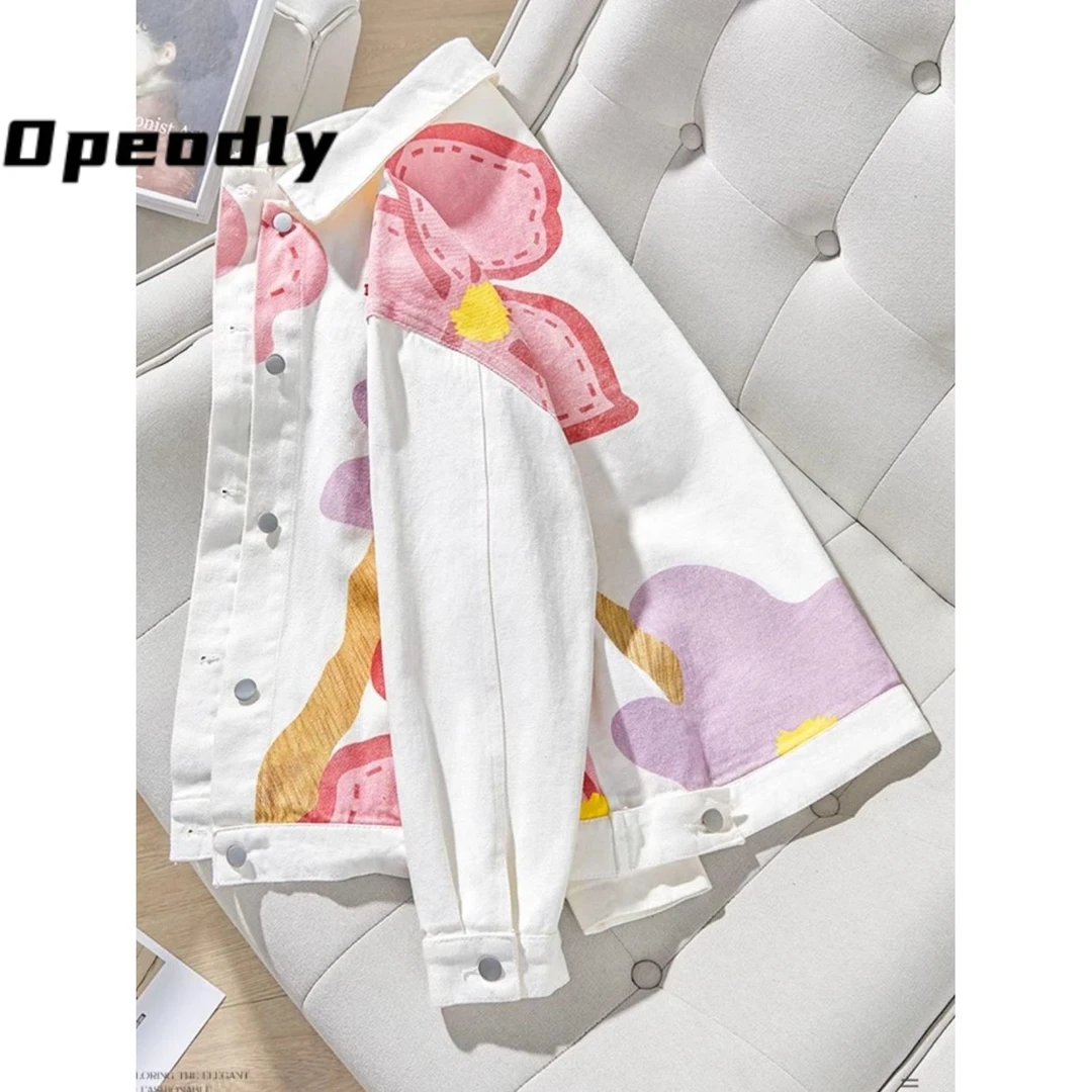 港风设计小众花朵牛仔外套女2025春秋季新原宿风休闲宽松夹克外套