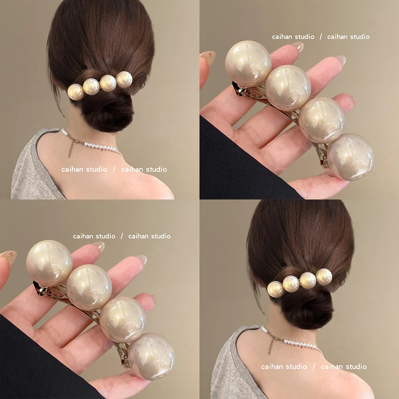 贵气松弛感~香槟气质一字夹女高级感弹簧夹立体半扎发发夹盘发器