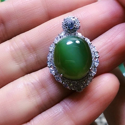 和田玉戒指银S925镶嵌