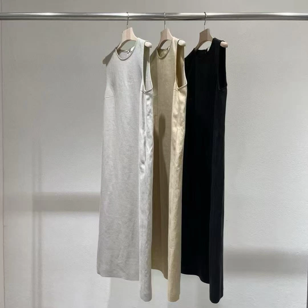 韩国东大门正品代购 sta圆领亚麻背心连衣裙舒适透气（no退 no换）