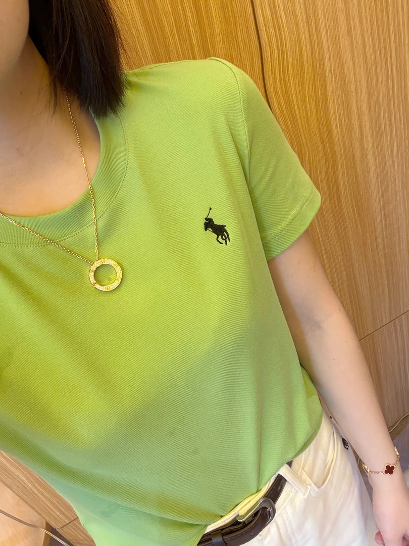 K·K[纯色小马刺绣]新款夏季女棉短袖圆领透气T恤