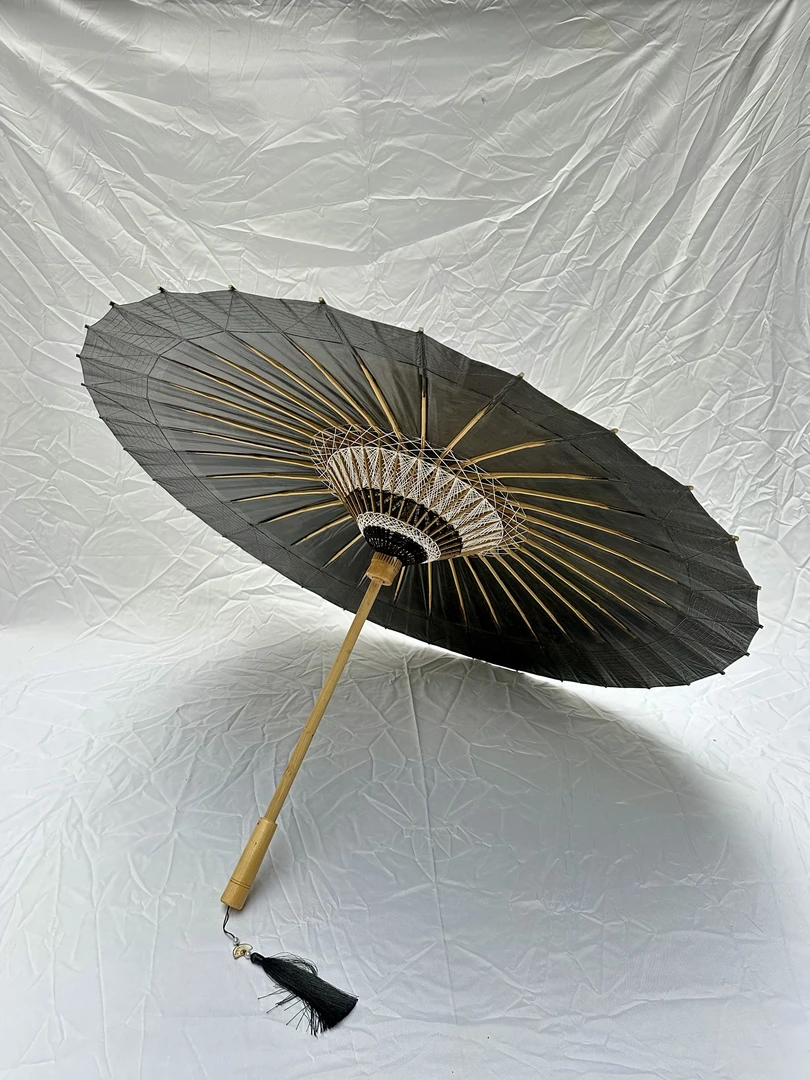 伞贝宁油纸伞纯黑黑金 防雨遮阳桐油国风非遗新中式纯手工可书法s