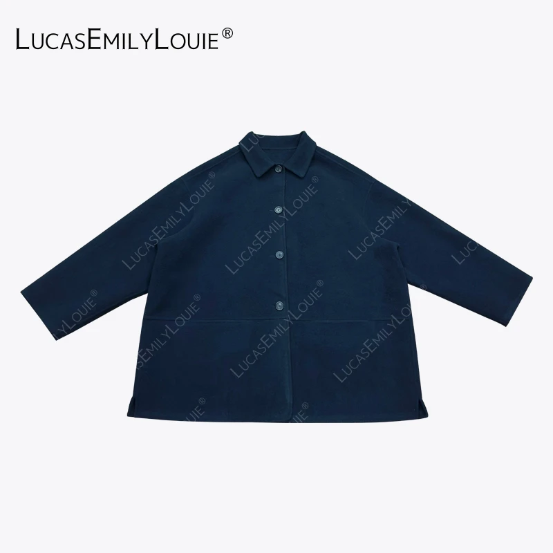 LUCASEMILYLOUIE欢姐0220简约时尚廓形中长款翻领羊毛大衣2511230