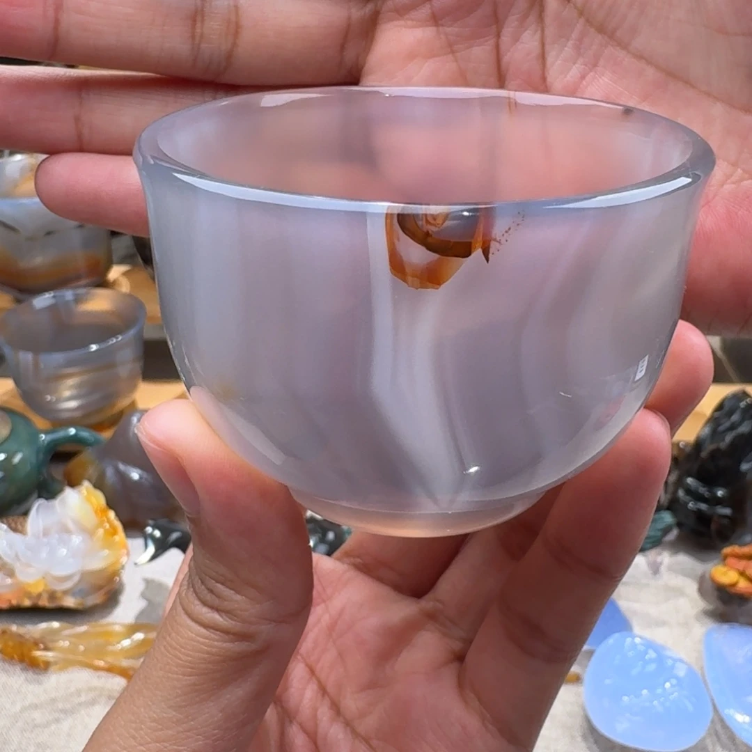 玛瑙/玉髓玛瑙茶杯70毫升未镶嵌