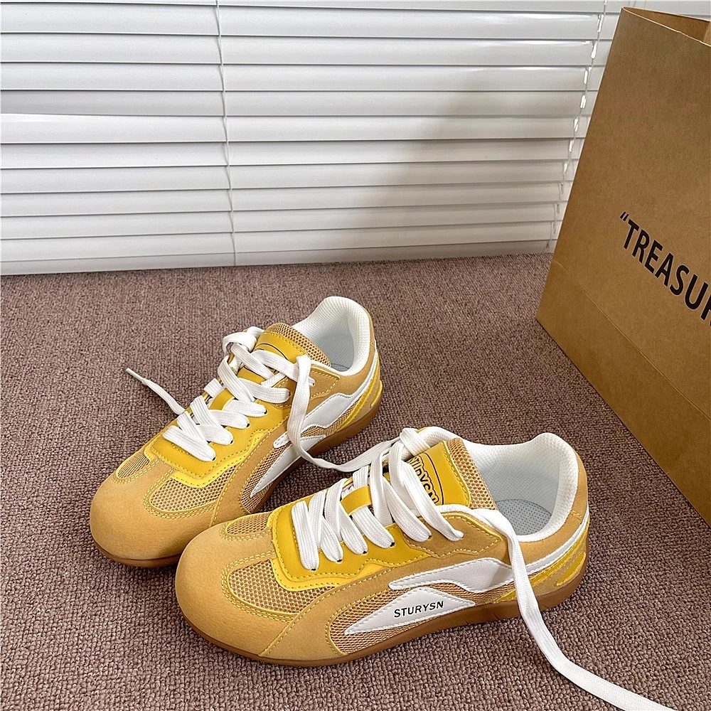 赛车鞋经典黄色德训鞋男2025夏季新款网面百搭原创小众鞋子女板鞋